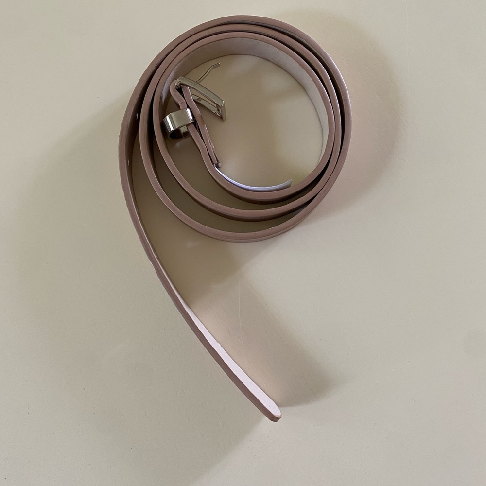 Tan Faux Leather Skinny Belt